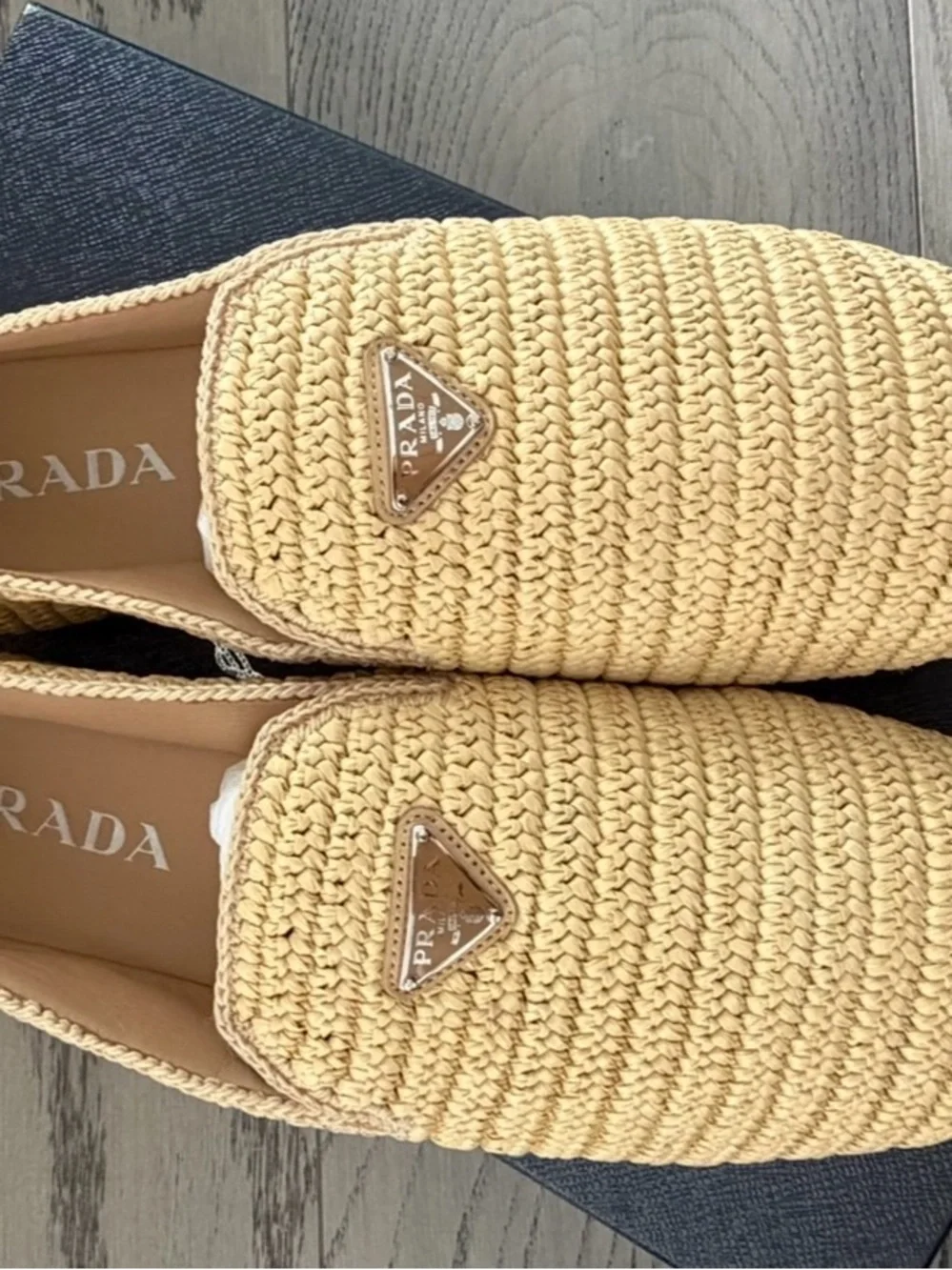 Prada Crochet Slip-On Loafers - Natural